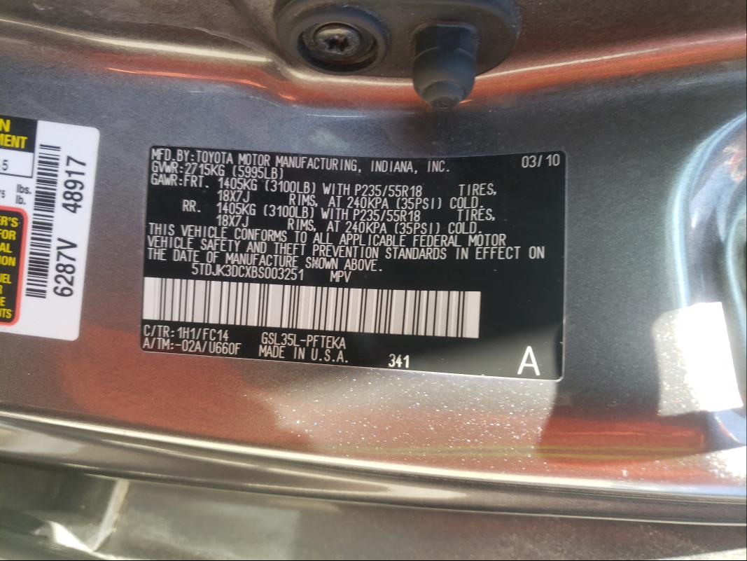 Photo 9 VIN: 5TDJK3DCXBS003251 - TOYOTA SIENNA LE 