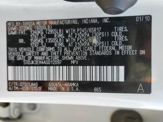 Photo 12 VIN: 5TDJK3EH4AS012097 - TOYOTA HIGHLANDER 