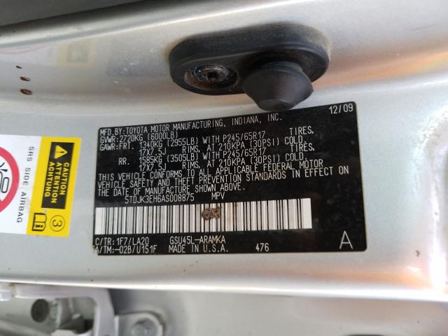 Photo 9 VIN: 5TDJK3EH6AS008875 - TOYOTA HIGHLANDER 