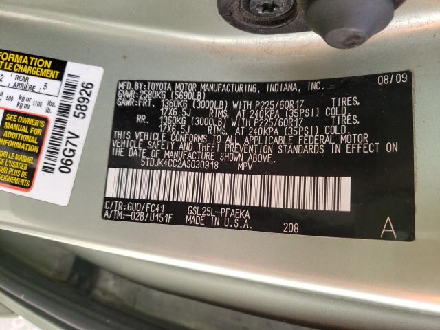 Photo 9 VIN: 5TDJK4CC2AS030918 - TOYOTA SIENNA LE 