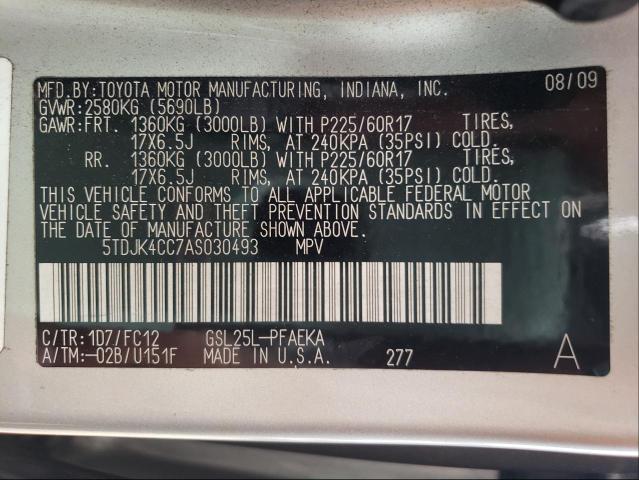 Photo 9 VIN: 5TDJK4CC7AS030493 - TOYOTA SIENNA LE 