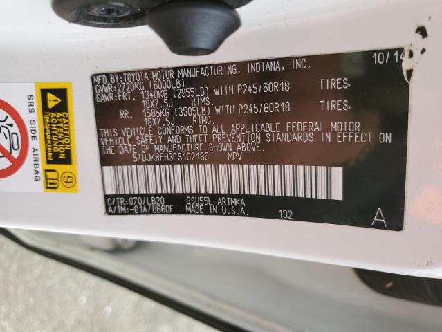 Photo 12 VIN: 5TDJKRFH3FS102186 - TOYOTA HIGHLANDER 