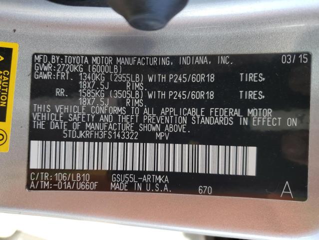 Photo 11 VIN: 5TDJKRFH3FS143322 - TOYOTA HIGHLANDER 