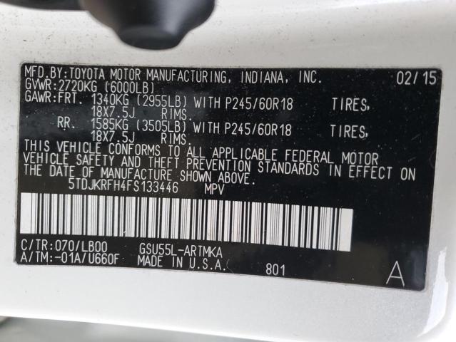 Photo 12 VIN: 5TDJKRFH4FS133446 - TOYOTA HIGHLANDER 