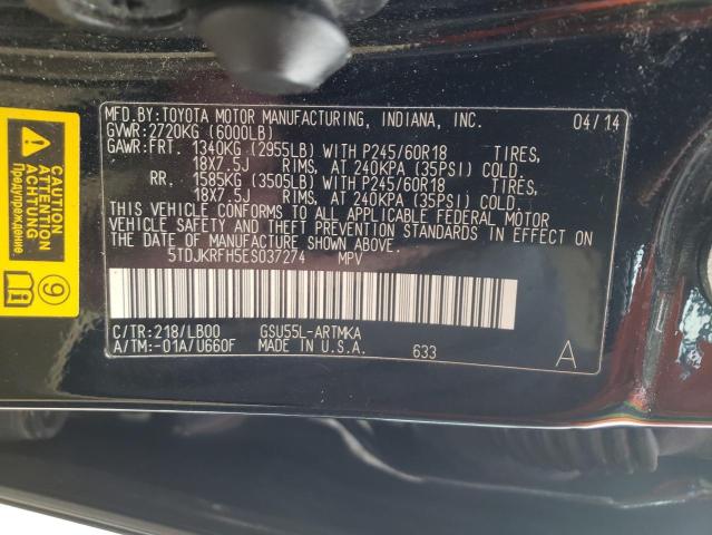 Photo 9 VIN: 5TDJKRFH5ES037274 - TOYOTA HIGHLANDER 