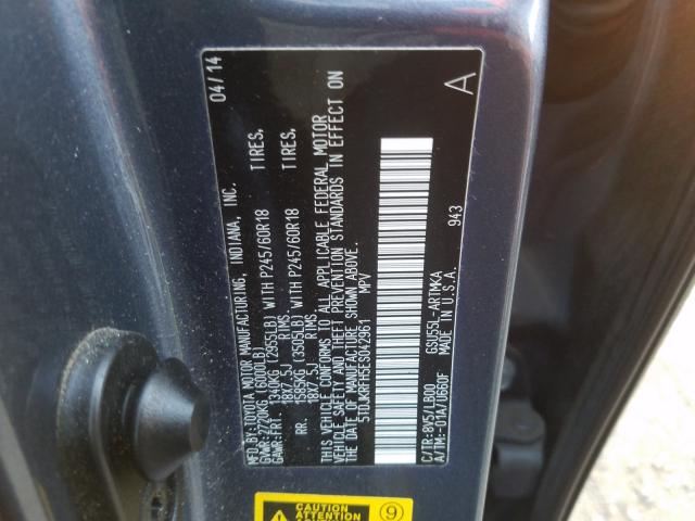 Photo 9 VIN: 5TDJKRFH5ES042961 - TOYOTA HIGHLANDER 