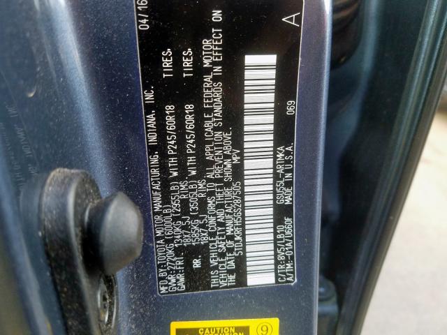 Photo 9 VIN: 5TDJKRFH5GS287505 - TOYOTA HIGHLANDER 