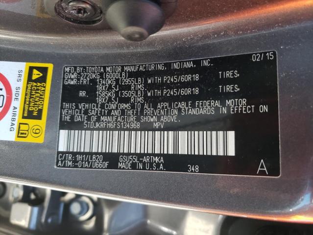 Photo 12 VIN: 5TDJKRFH6FS134968 - TOYOTA HIGHLANDER 