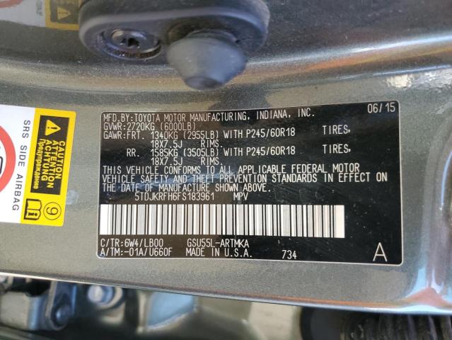 Photo 13 VIN: 5TDJKRFH6FS183961 - TOYOTA HIGHLANDER 