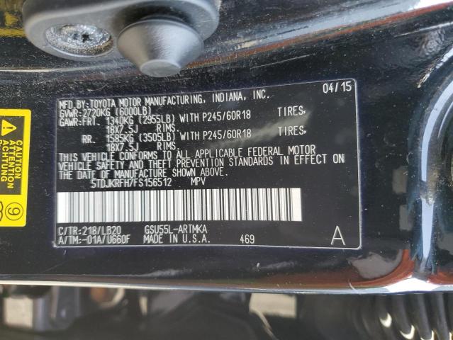 Photo 12 VIN: 5TDJKRFH7FS156512 - TOYOTA HIGHLANDER 