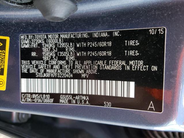 Photo 13 VIN: 5TDJKRFH7FS220404 - TOYOTA HIGHLANDER 