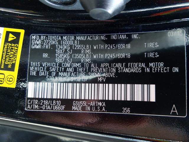 Photo 9 VIN: 5TDJKRFH9FS152137 - TOYOTA HIGHLANDER 