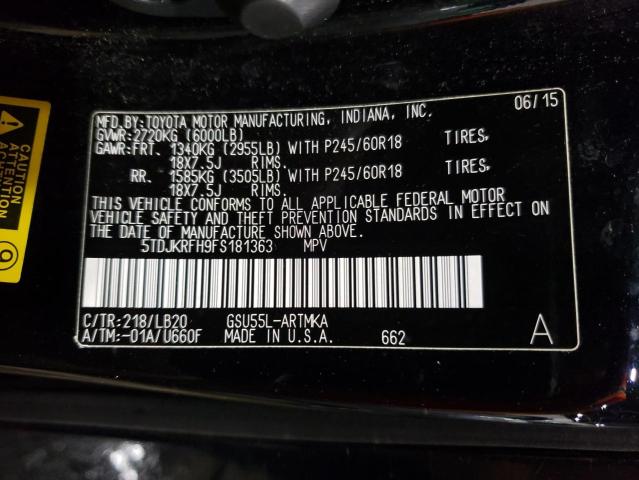 Photo 13 VIN: 5TDJKRFH9FS181363 - TOYOTA HIGHLANDER 