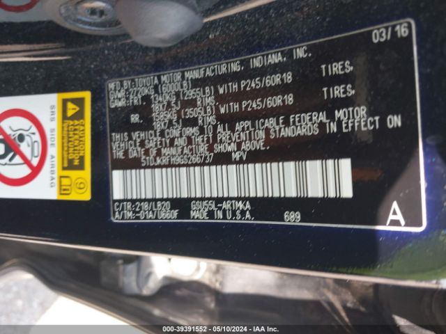 Photo 8 VIN: 5TDJKRFH9GS266737 - TOYOTA HIGHLANDER 