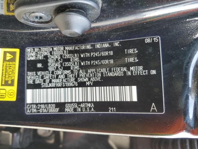 Photo 12 VIN: 5TDJKRFHXFS199676 - TOYOTA HIGHLANDER 