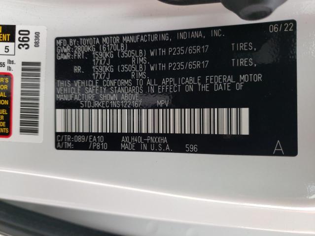 Photo 9 VIN: 5TDJRKEC1NS122167 - TOYOTA SIENNA XLE 