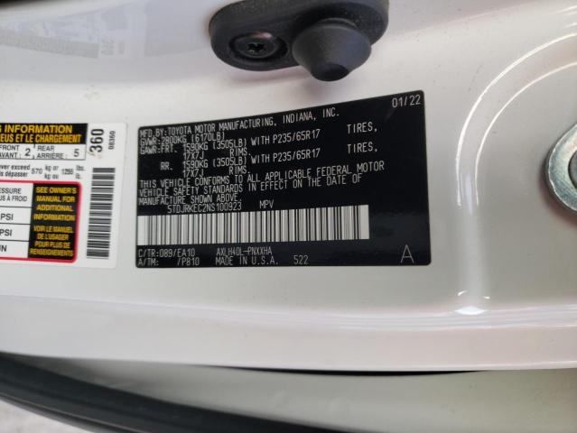 Photo 12 VIN: 5TDJRKEC2NS100923 - TOYOTA SIENNA XLE 