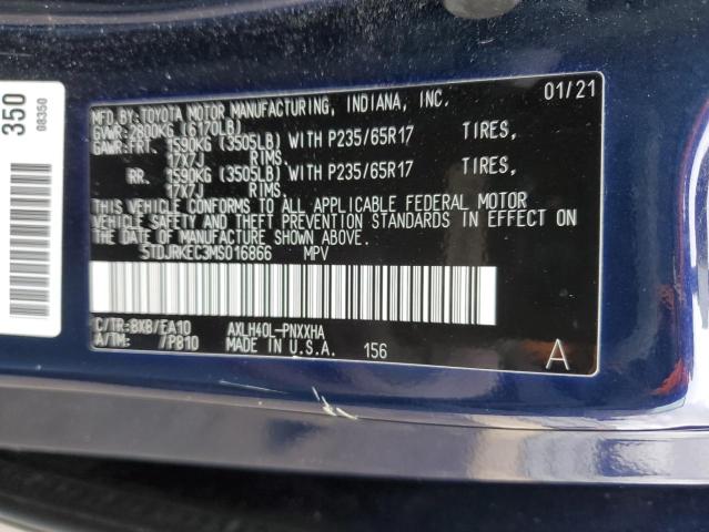 Photo 12 VIN: 5TDJRKEC3MS016866 - TOYOTA SIENNA XLE 