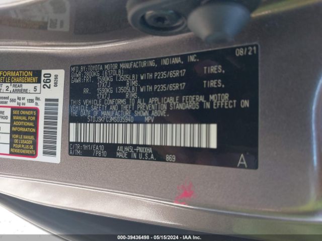 Photo 8 VIN: 5TDJSKFC3MS035940 - TOYOTA SIENNA 