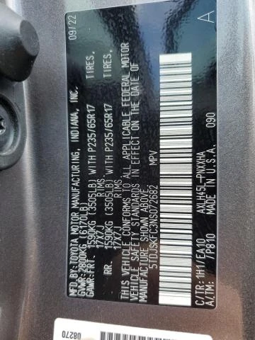 Photo 12 VIN: 5TDJSKFC3NS072682 - TOYOTA SIENNA XLE 