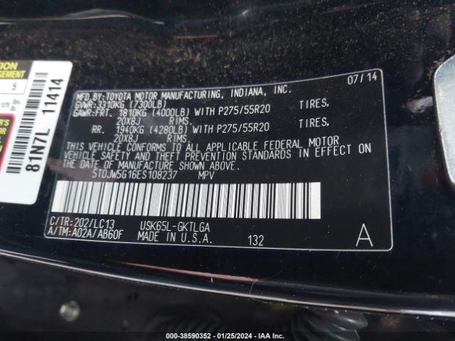 Photo 8 VIN: 5TDJW5G16ES108237 - TOYOTA SEQUOIA 