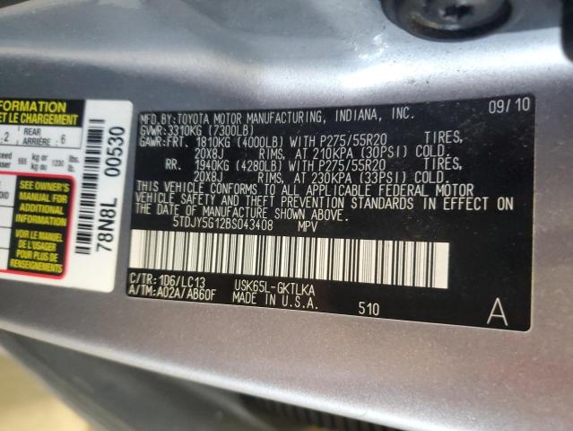 Photo 12 VIN: 5TDJY5G12BS043408 - TOYOTA SEQUOIA LI 