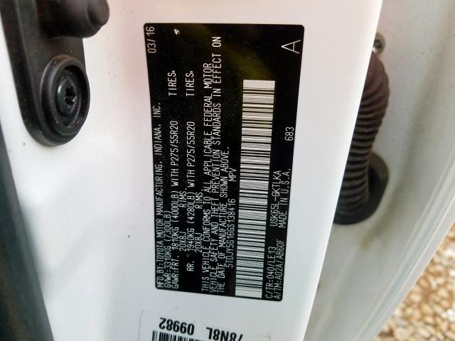 Photo 9 VIN: 5TDJY5G16GS138416 - TOYOTA SEQUOIA LI 