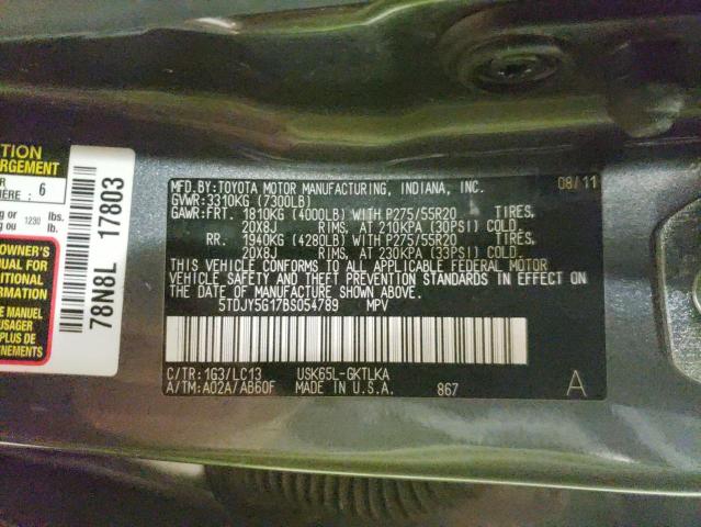 Photo 9 VIN: 5TDJY5G17BS054789 - TOYOTA SEQUOIA LI 