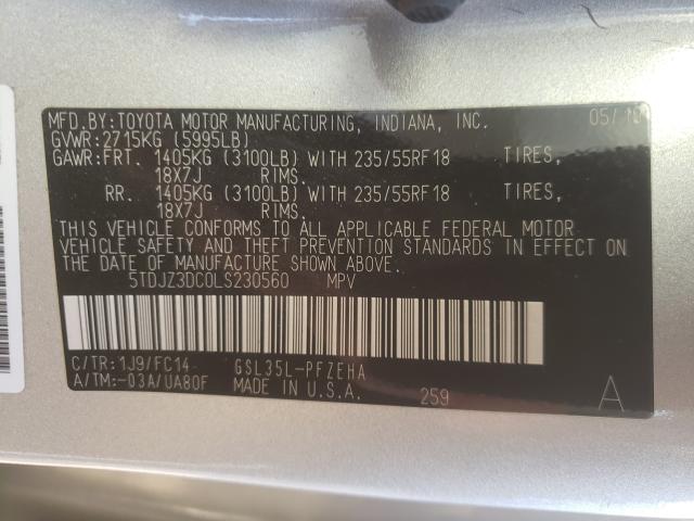 Photo 9 VIN: 5TDJZ3DC0LS230560 - TOYOTA SIENNA LE 