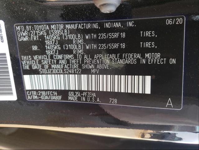 Photo 9 VIN: 5TDJZ3DC0LS248122 - TOYOTA SIENNA LE 