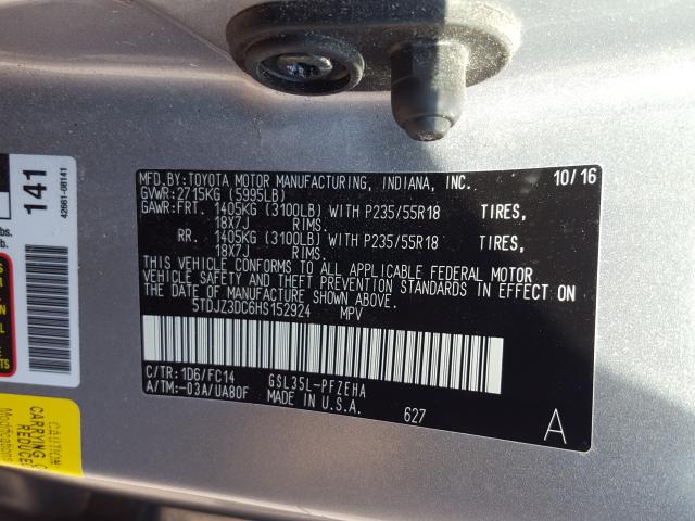 Photo 9 VIN: 5TDJZ3DC6HS152924 - TOYOTA SIENNA LE 