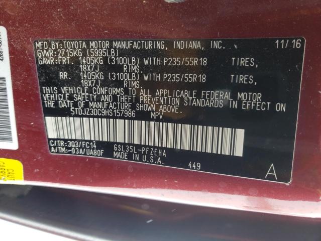 Photo 13 VIN: 5TDJZ3DC9HS157986 - TOYOTA SIENNA LE 