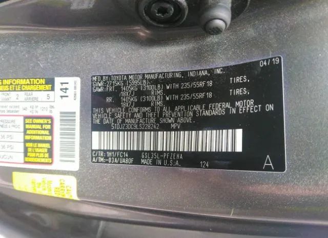 Photo 8 VIN: 5TDJZ3DC9LS228242 - TOYOTA SIENNA 