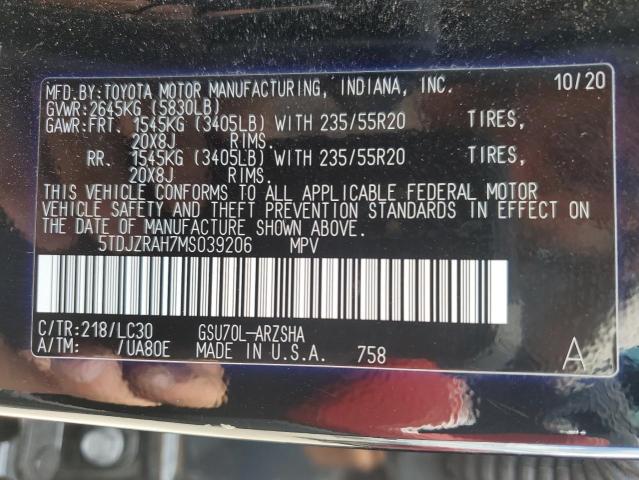 Photo 11 VIN: 5TDJZRAH7MS039206 - TOYOTA HIGHLANDER 