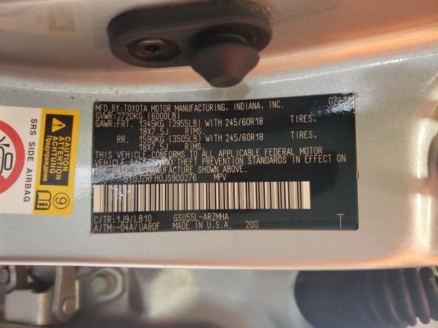 Photo 9 VIN: 5TDJZRFH0JS900276 - TOYOTA HIGHLANDER 