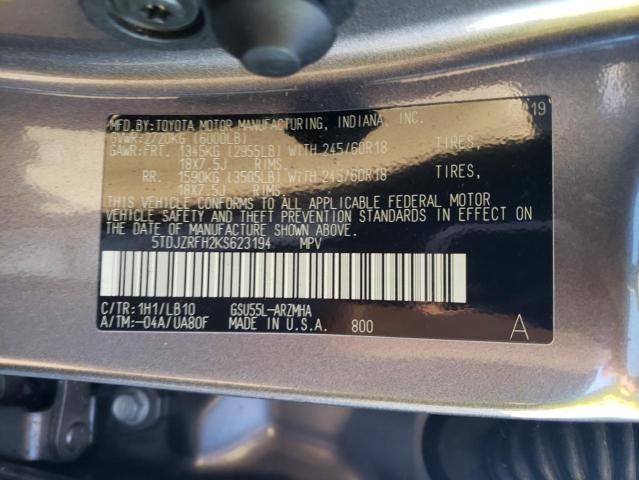 Photo 11 VIN: 5TDJZRFH2KS623194 - TOYOTA HIGHLANDER 