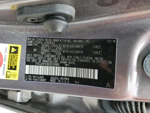 Photo 12 VIN: 5TDJZRFH3KS576998 - TOYOTA HIGHLANDER 