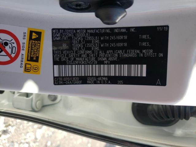 Photo 12 VIN: 5TDJZRFH3KS745739 - TOYOTA HIGHLANDER 