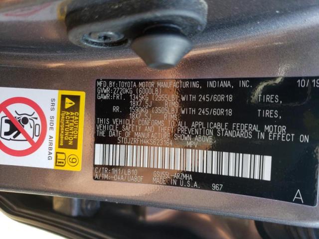 Photo 11 VIN: 5TDJZRFH4KS623164 - TOYOTA HIGHLANDER 