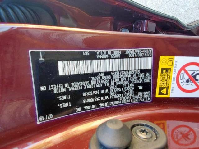 Photo 9 VIN: 5TDJZRFH7KS716454 - TOYOTA HIGHLANDER 