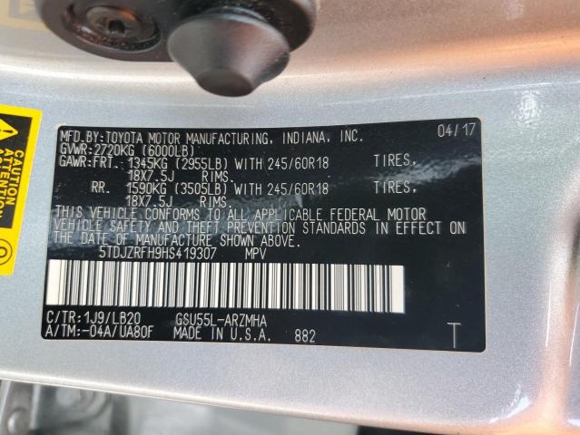 Photo 12 VIN: 5TDJZRFH9HS419307 - TOYOTA HIGHLANDER 