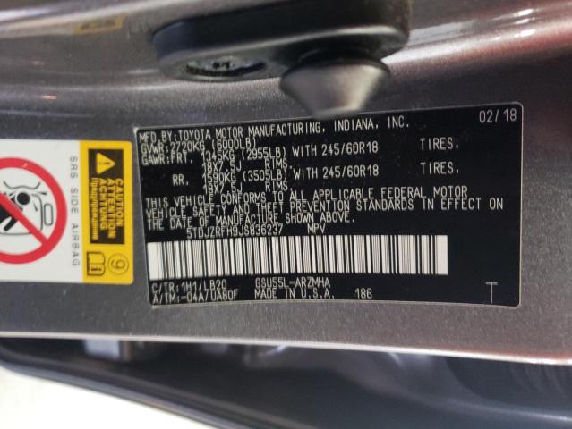 Photo 12 VIN: 5TDJZRFH9JS836237 - TOYOTA HIGHLANDER 