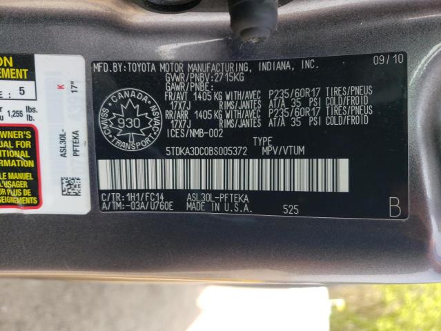 Photo 12 VIN: 5TDKA3DC0BS005372 - TOYOTA SIENNA BAS 