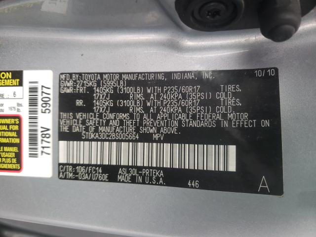 Photo 9 VIN: 5TDKA3DC2BS005664 - TOYOTA SIENNA BAS 