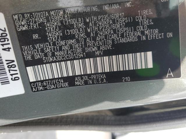 Photo 12 VIN: 5TDKA3DC2CS012941 - TOYOTA SIENNA BAS 