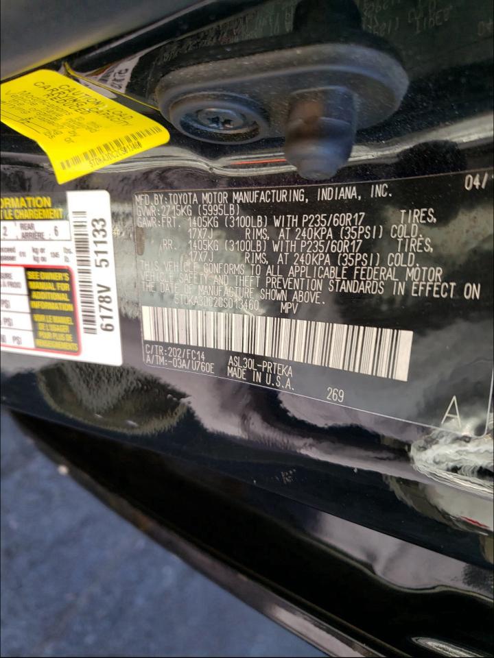 Photo 9 VIN: 5TDKA3DC2CS013460 - TOYOTA SIENNA BAS 