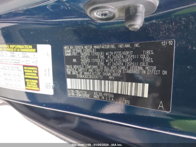 Photo 8 VIN: 5TDKA3DC3BS006113 - TOYOTA SIENNA 