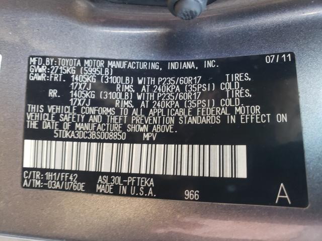 Photo 9 VIN: 5TDKA3DC3BS008850 - TOYOTA SIENNA BAS 