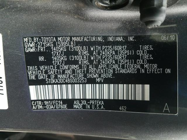 Photo 9 VIN: 5TDKA3DC4BS003253 - TOYOTA SIENNA BAS 