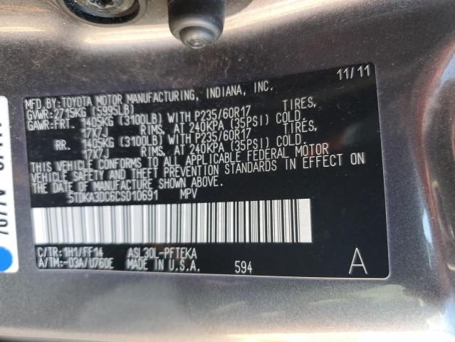 Photo 9 VIN: 5TDKA3DC6CS010691 - TOYOTA SIENNA BAS 